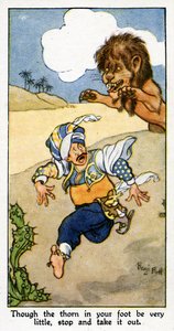 &39;Embora o espinho em seu pé seja muito pequeno, pare e retire&39;, 1931 (veja também 498223) de René Bull